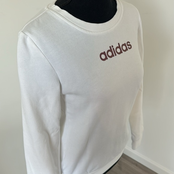 Adidas White Pull Over Crew Neck Sweater - Picture 3 of 10